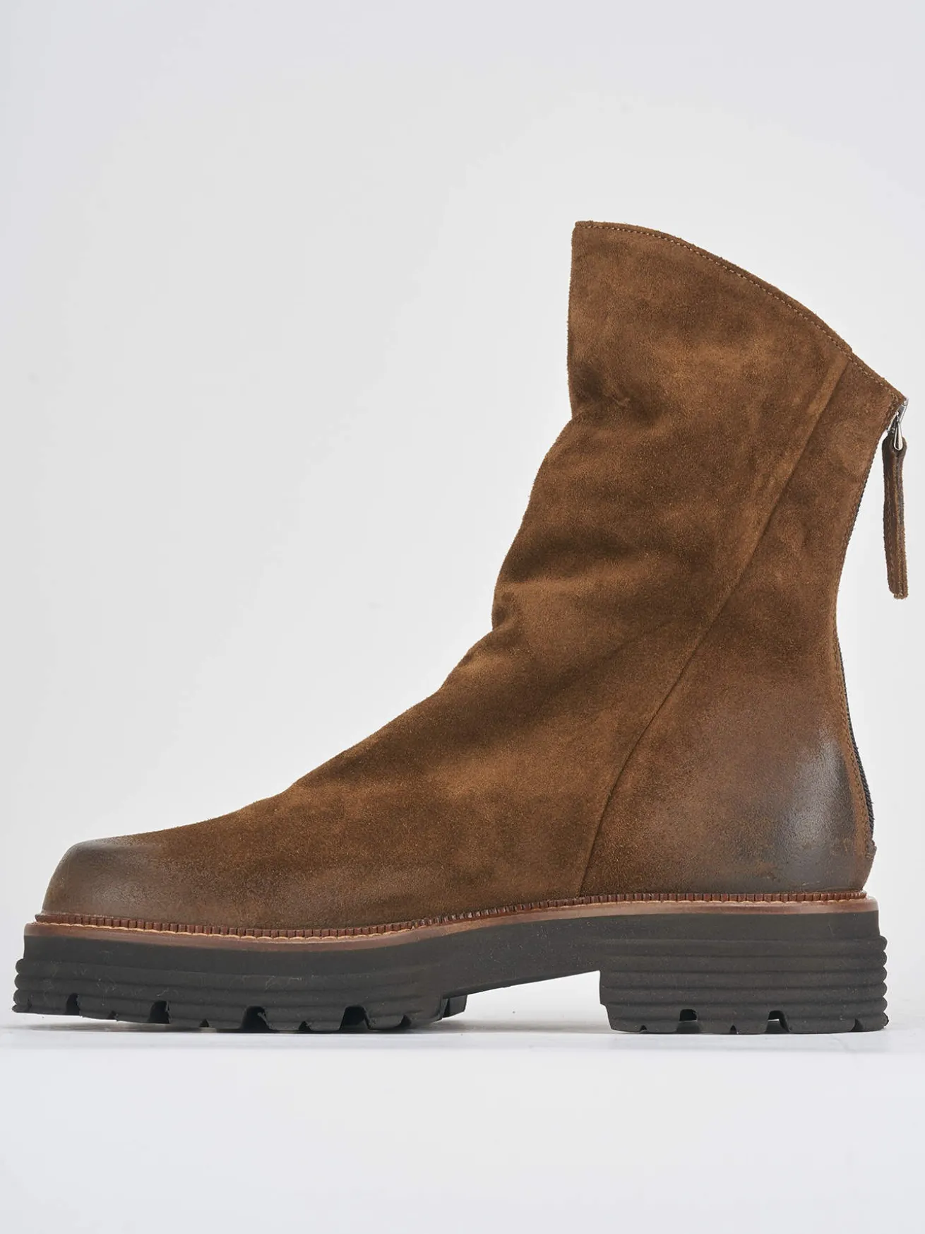 Stivaletti tacco 2cm camoscio marrone