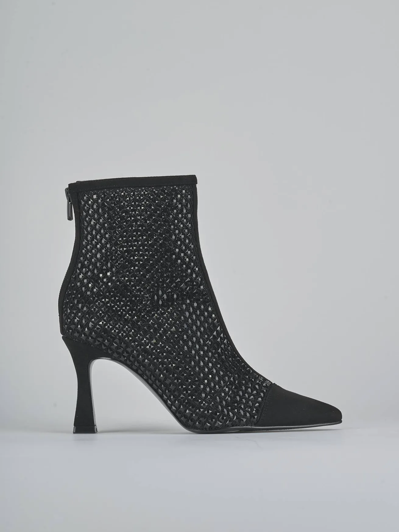 Stivaletti tacco 8cm camoscio sostenible nero