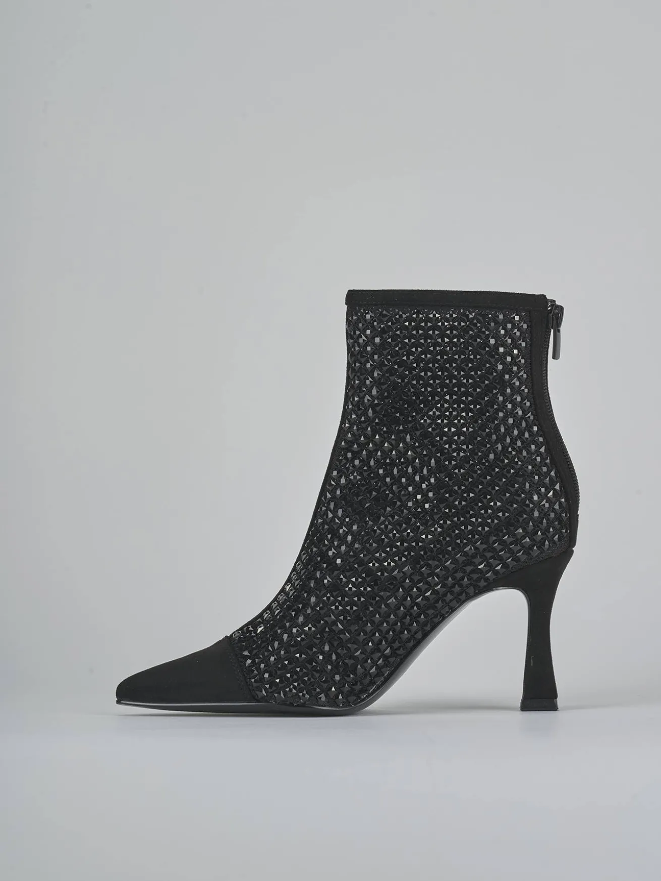 Stivaletti tacco 8cm camoscio sostenible nero