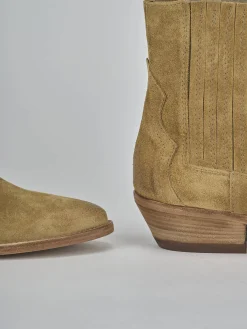 Stivaletti tacco 4cm camoscio marrone