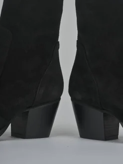 Stivaletti tacco 7cm camoscio nero