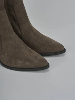 Stivaletti tacco 7cm camoscio beige