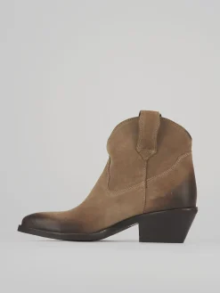 Stivaletti tacco 4cm camoscio beige