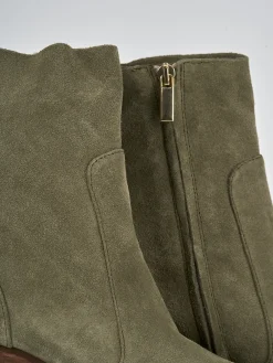 Stivaletti tacco 7cm camoscio verde