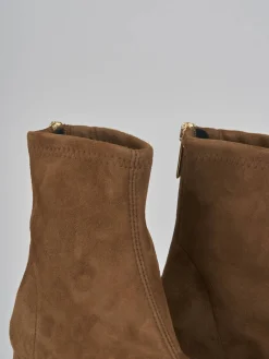 Stivaletti tacco 6cm camoscio marrone