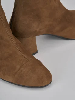 Stivaletti tacco 6cm camoscio marrone