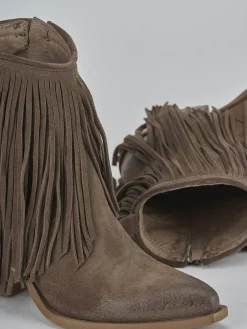 Stivaletti tacco 7cm camoscio beige