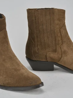 Stivaletti tacco 4cm camoscio marrone