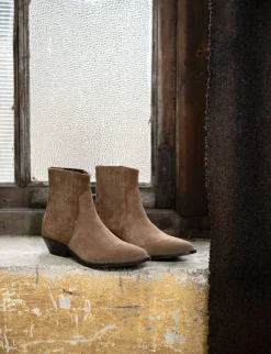 Stivaletti tacco 4cm camoscio marrone