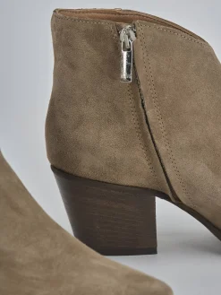 Stivaletti tacco 6cm camoscio marrone