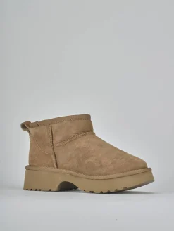 Stivaletti tacco 2cm camoscio marrone