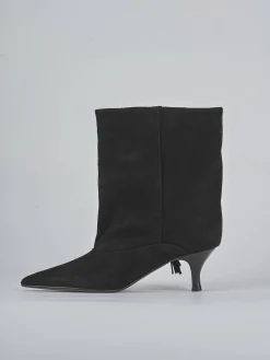 Stivaletti tacco 5cm camoscio nero