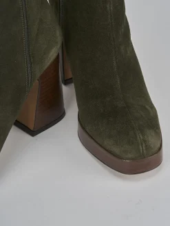 Stivaletti tacco 9cm camoscio verde