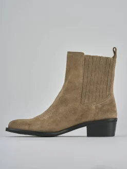 Stivaletti tacco 3cm camoscio marrone