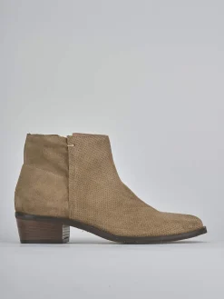 Stivaletti tacco 4cm camoscio marrone