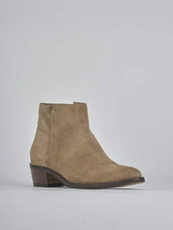 Stivaletti tacco 4cm camoscio marrone