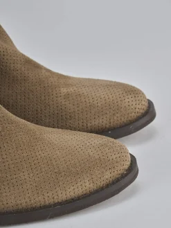 Stivaletti tacco 4cm camoscio marrone