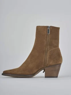 Stivaletti tacco 6cm camoscio marrone