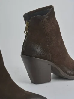 Stivaletti tacco 8cm camoscio testa