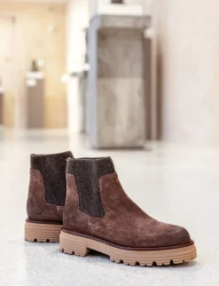 Stivaletti tacco 2cm camoscio beige