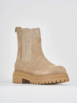 Stivaletti tacco 3cm camoscio beige