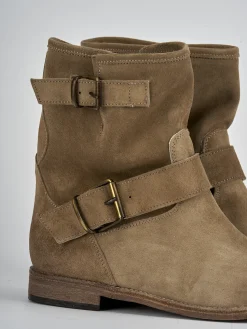 Stivaletti tacco 1cm camoscio beige