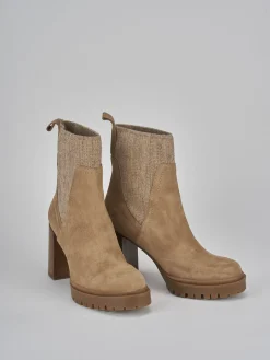 Stivaletti tacco 9cm camoscio beige