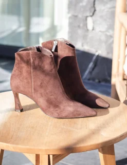 Stivaletti tacco 8cm camoscio testa