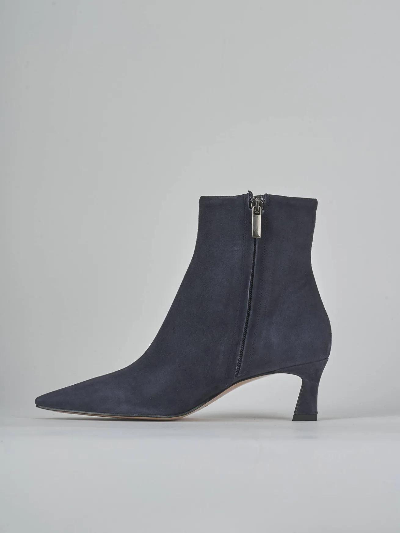 Stivaletti tacco 6cm camoscio blu