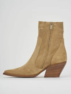 Stivaletti tacco 7cm camoscio marrone