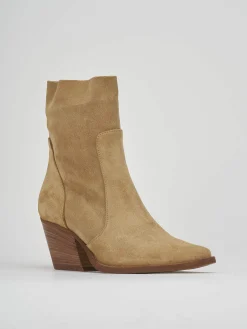 Stivaletti tacco 7cm camoscio marrone