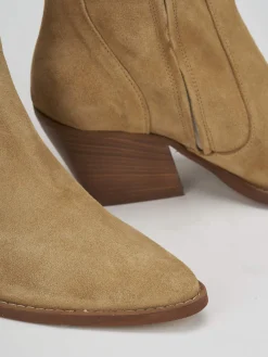 Stivaletti tacco 7cm camoscio marrone