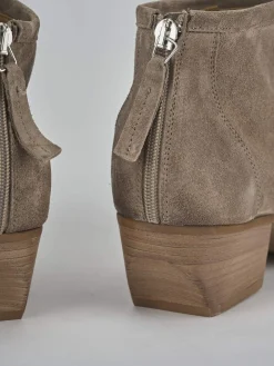 Stivaletti tacco 5cm camoscio beige