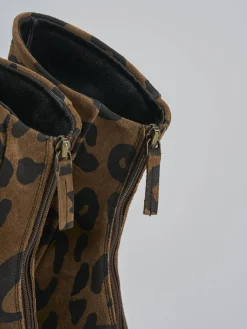 Stivaletti tacco 2cm camoscio multicolor