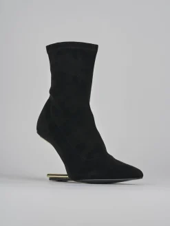 Stivaletti tacco 7cm camoscio nero