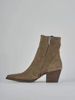 Stivaletti tacco 7cm camoscio marrone