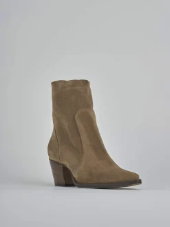 Stivaletti tacco 7cm camoscio marrone