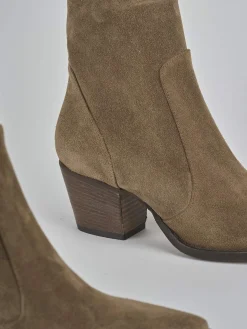 Stivaletti tacco 7cm camoscio marrone