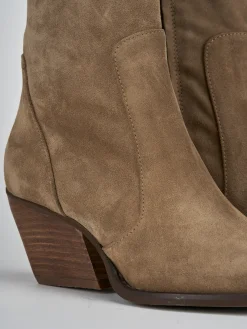 Stivaletti tacco 7cm camoscio marrone