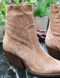 Stivaletti tacco 7cm camoscio marrone