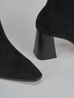 Stivaletti tacco 7cm camoscio nero