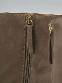 Stivaletti tacco 5cm camoscio beige