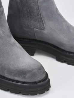 Stivaletti tacco 2cm camoscio grigio