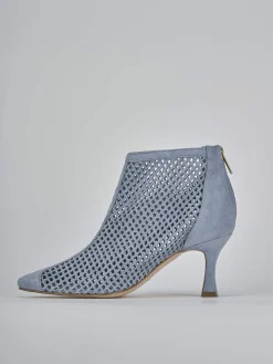 Stivaletti tacco 7cm camoscio azzurro