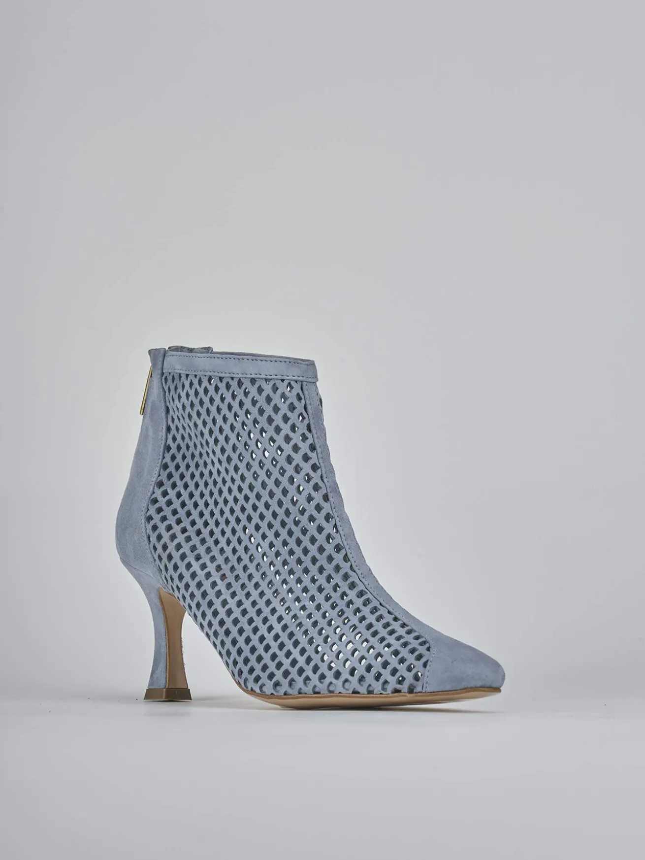 Stivaletti tacco 7cm camoscio azzurro