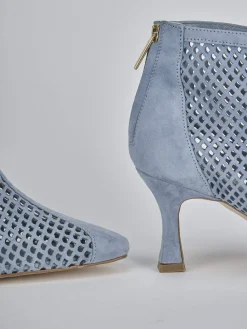 Stivaletti tacco 7cm camoscio azzurro
