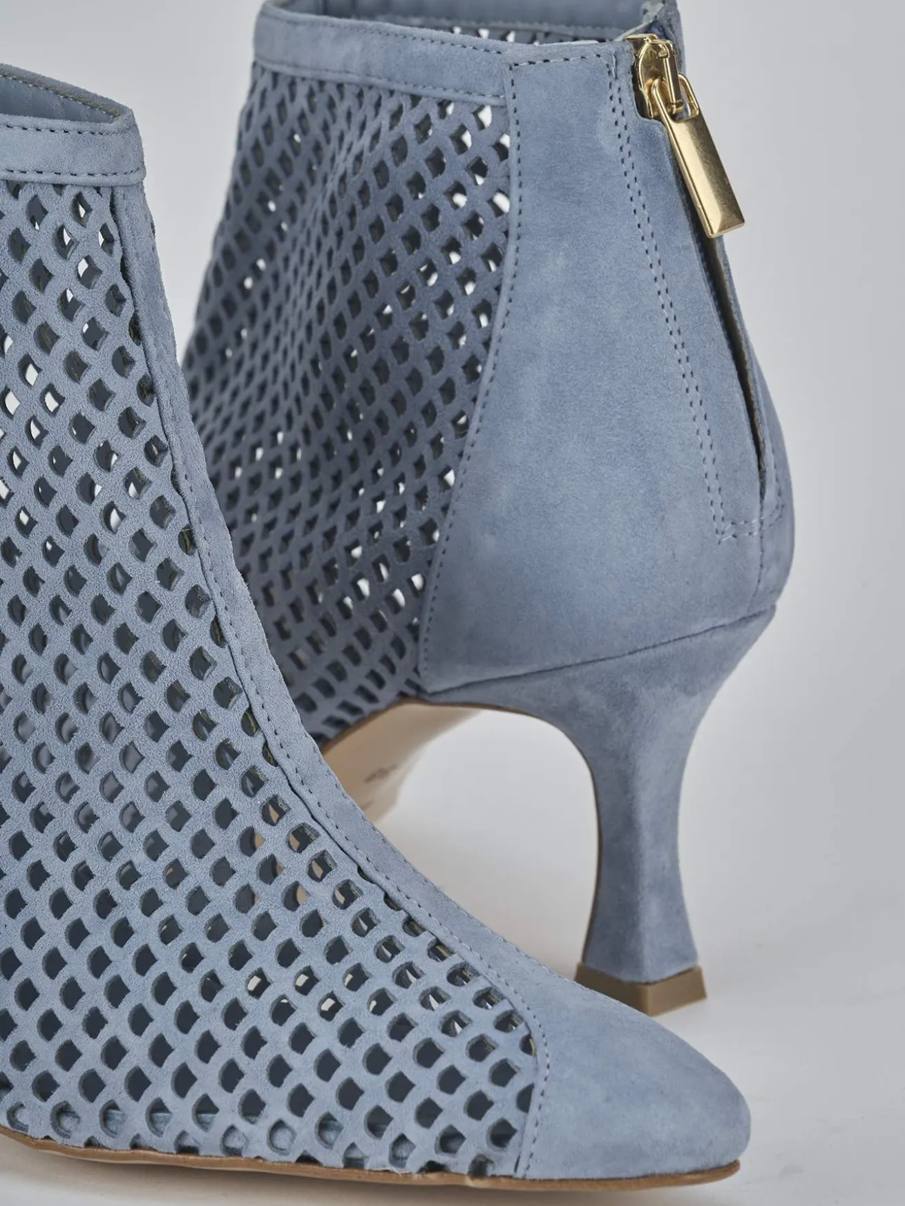 Stivaletti tacco 7cm camoscio azzurro