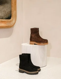 Stivaletti tacco 3cm camoscio nero