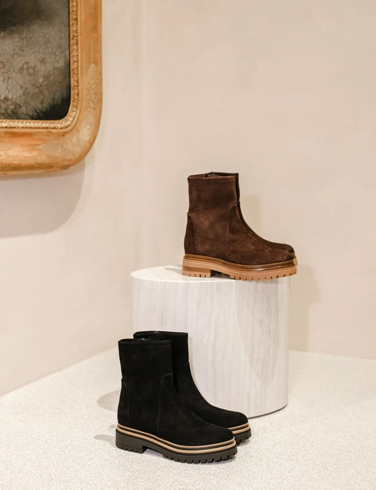 Stivaletti tacco 3cm camoscio nero