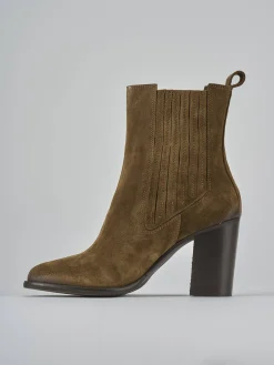 Stivaletti tacco 8cm camoscio marrone